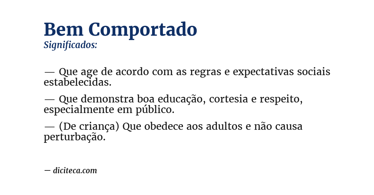 Significado de bem comportado