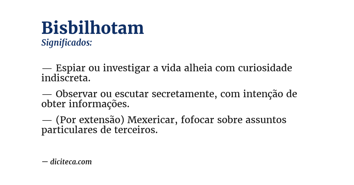 Significado de bisbilhotam
