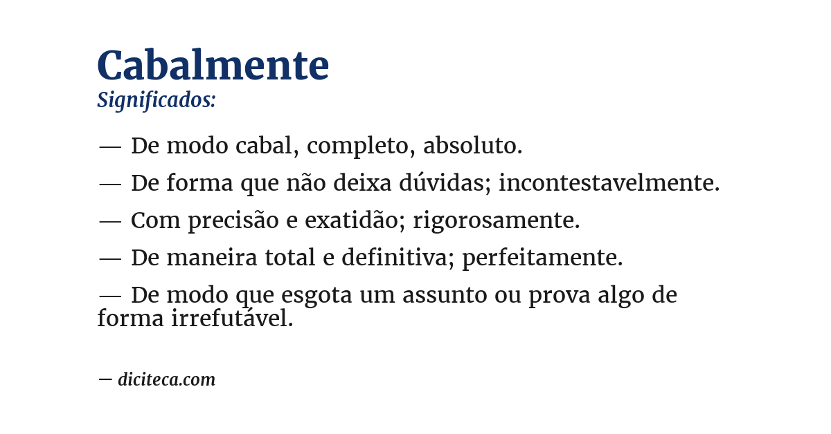 Significado de cabalmente