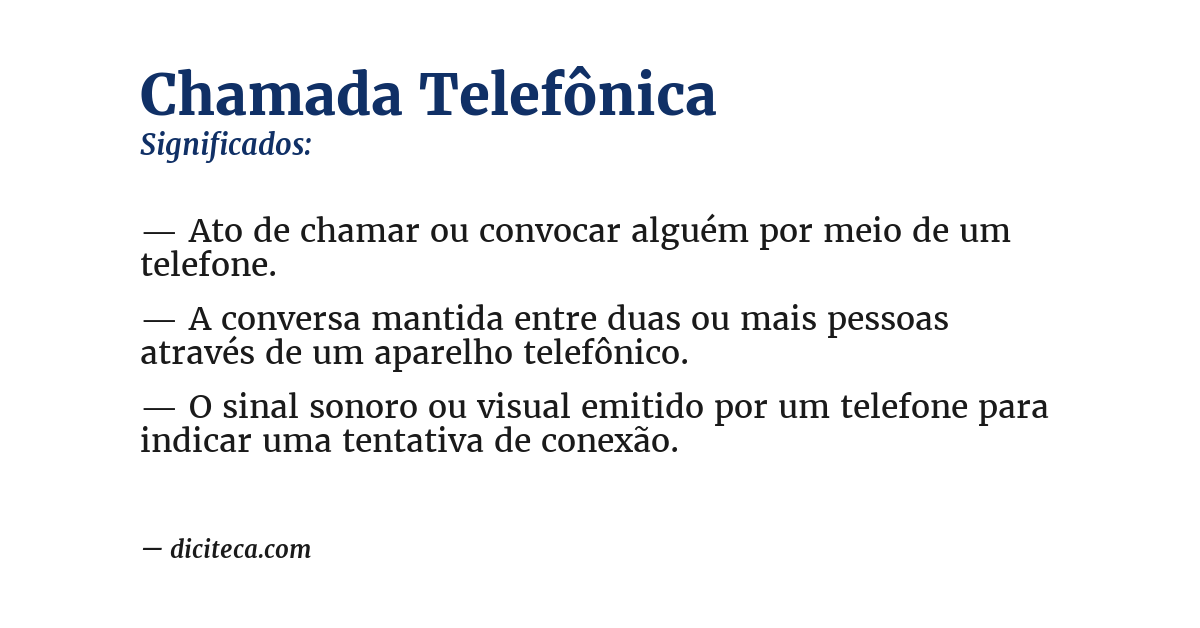 Significado de chamada telefônica