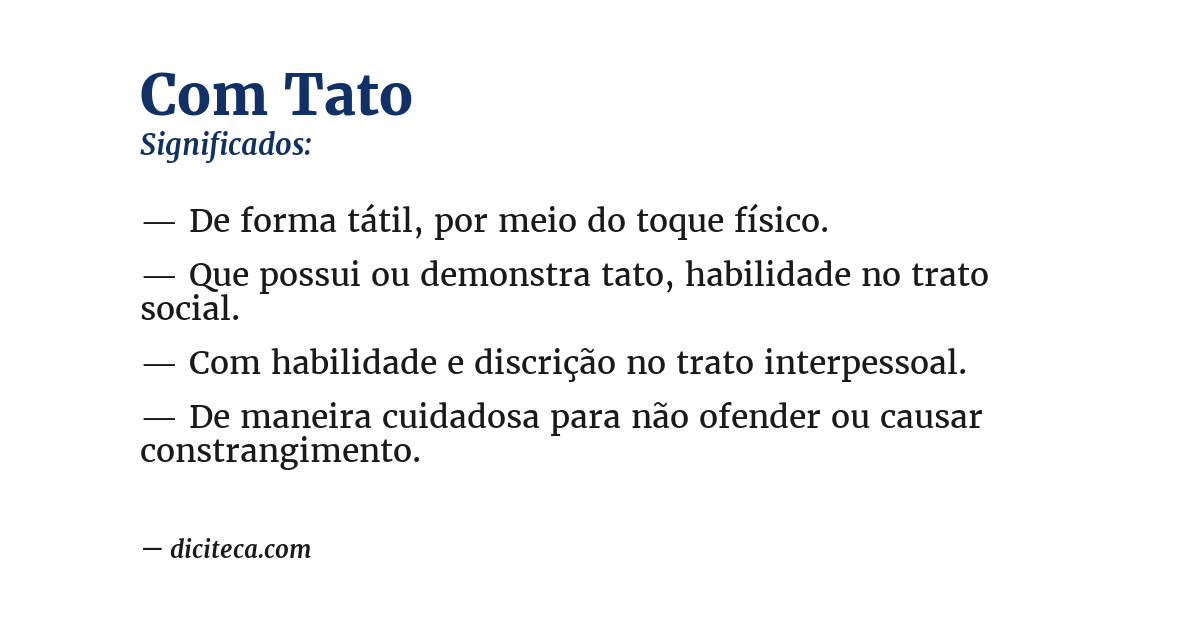 Significado de com tato