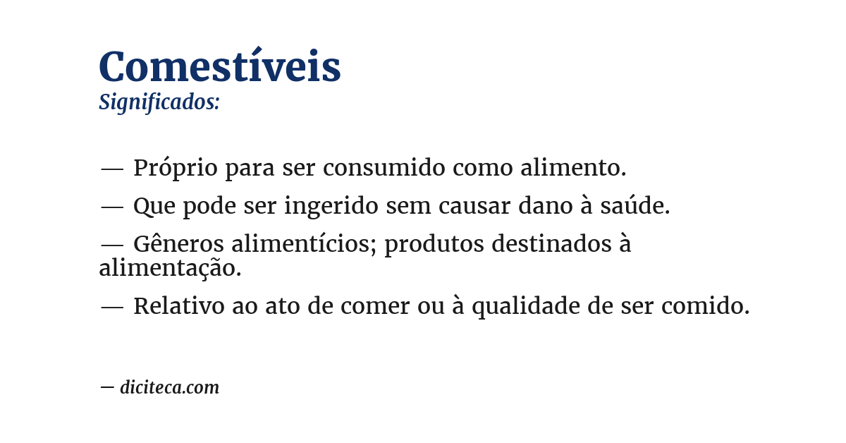 Significado de comestíveis