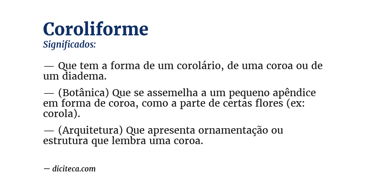 Significado de coroliforme