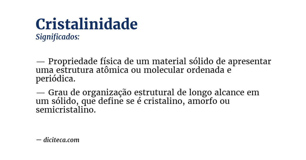 Significado de cristalinidade