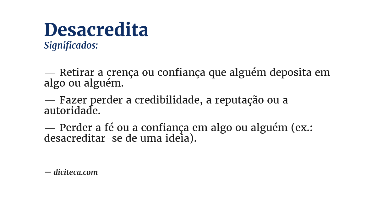 Significado de desacredita