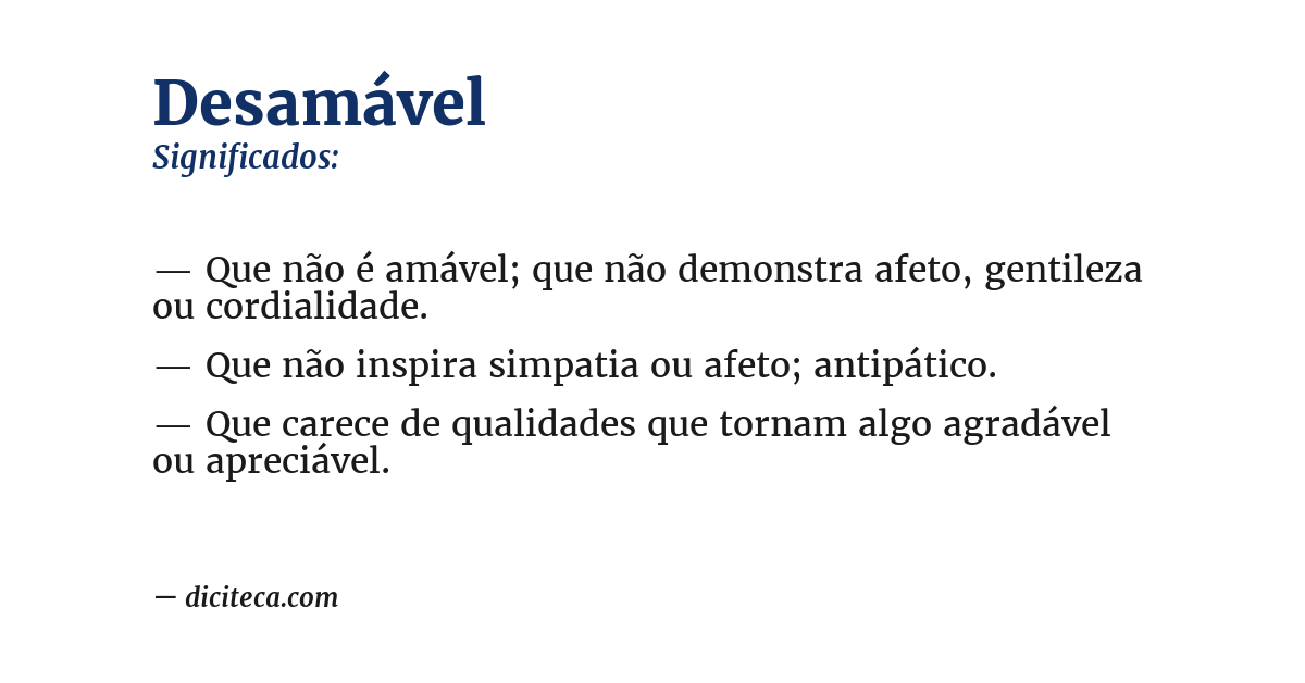 Significado de desamável