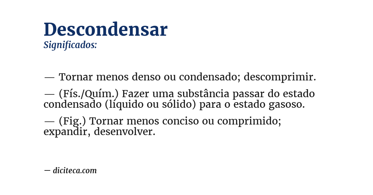 Significado de descondensar