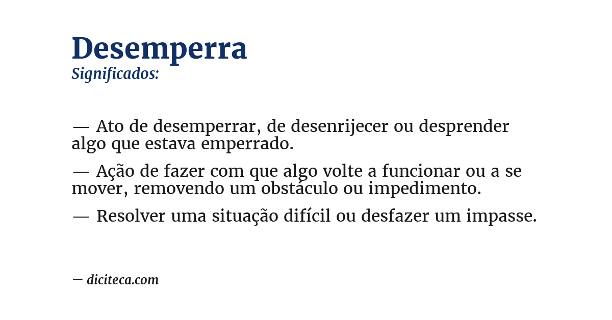 Significado de desemperra