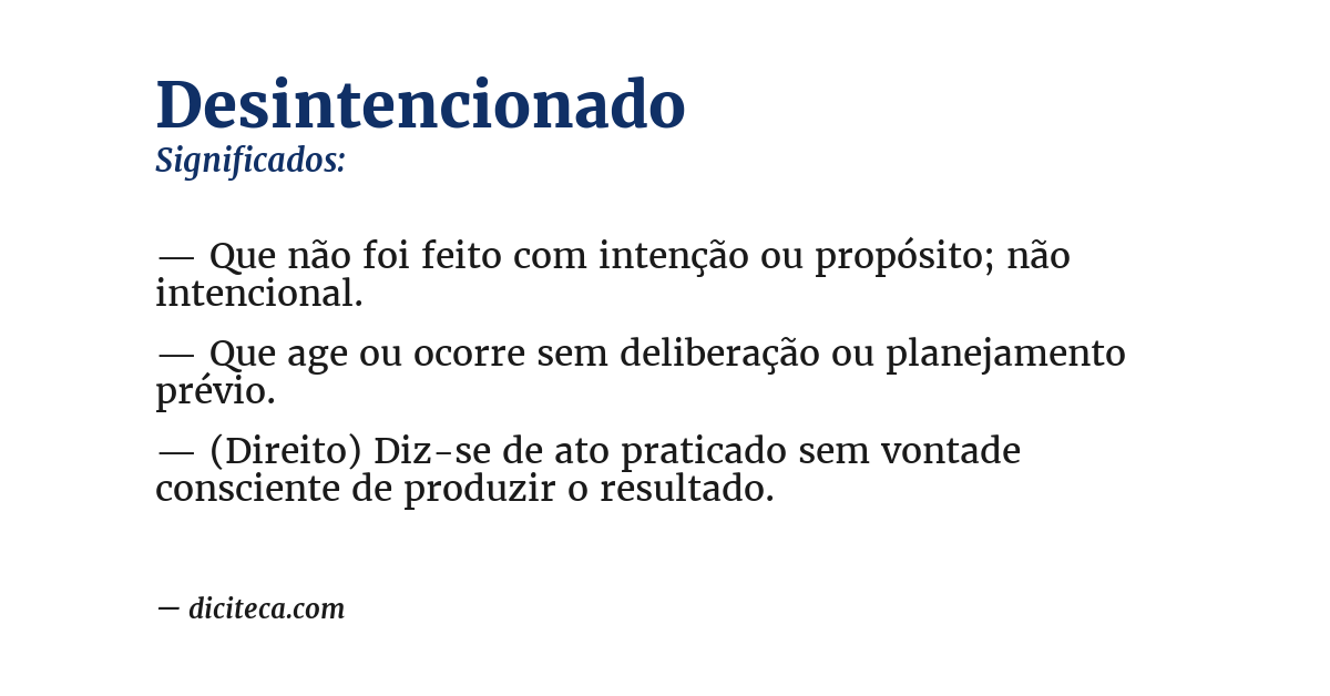 Significado de desintencionado