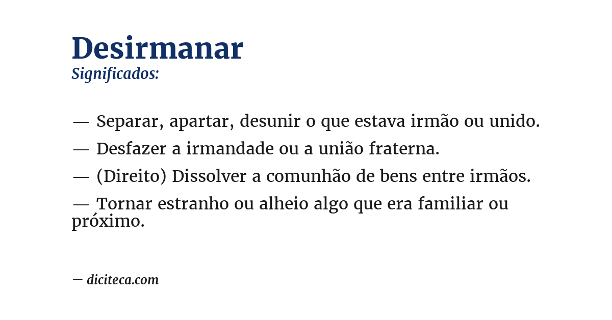 Significado de desirmanar
