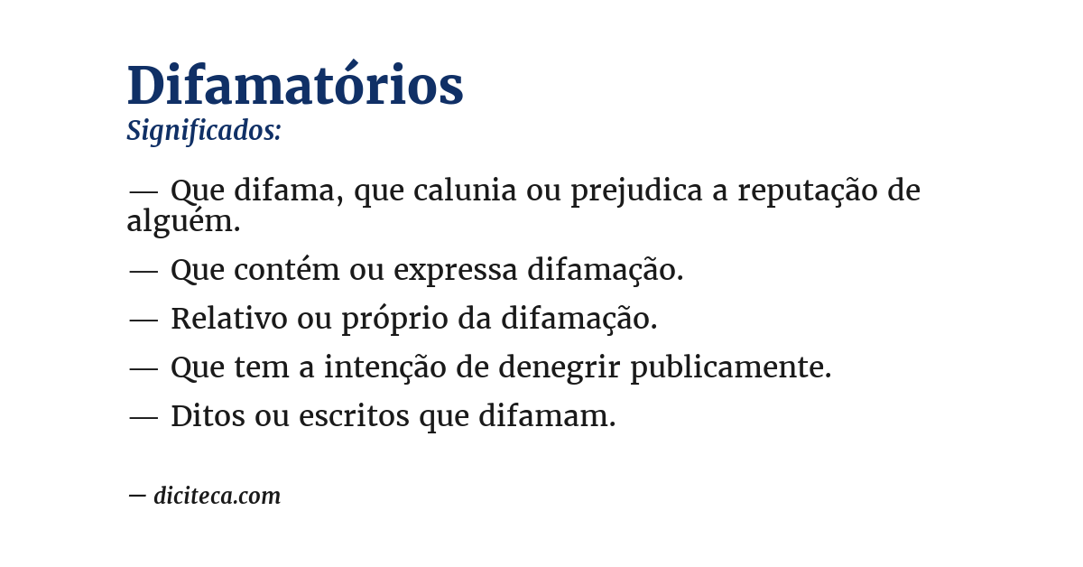 Significado de difamatórios