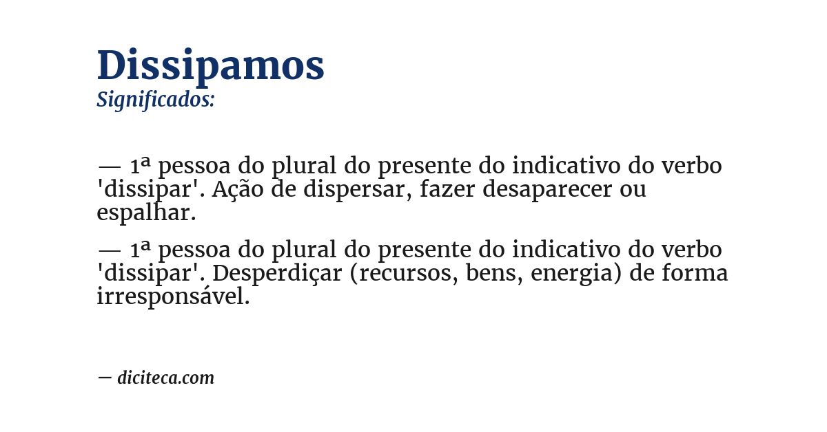 Significado de dissipamos
