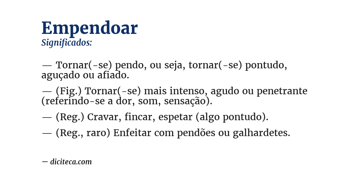Significado de empendoar
