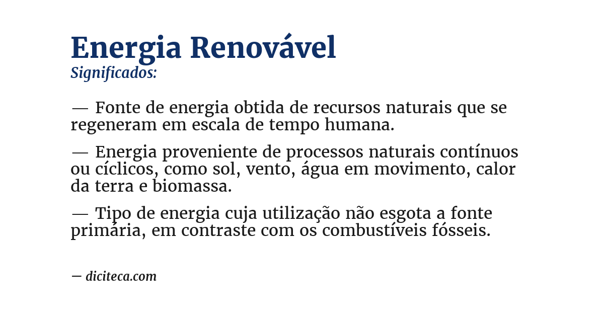 Significado de energia renovável