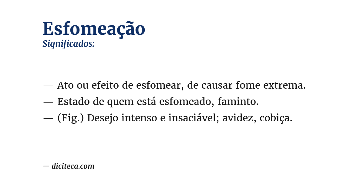 Significado de esfomeação