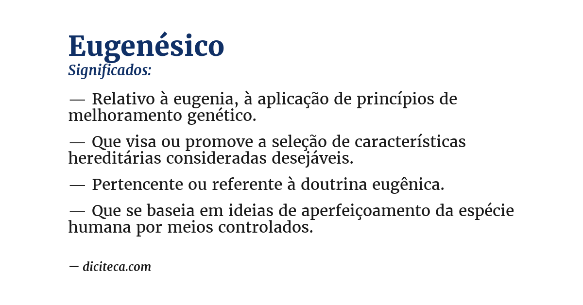 Significado de eugenésico
