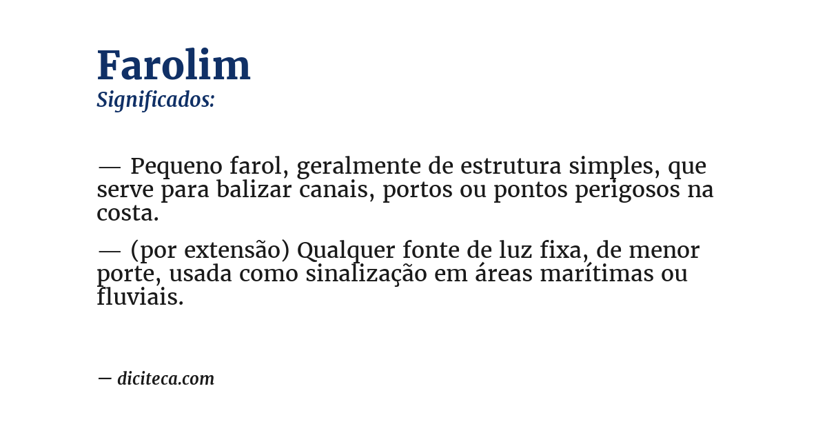 Significado de farolim
