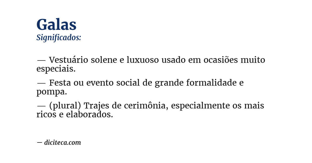 Significado de galas