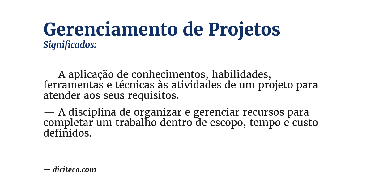 Significado de gerenciamento de projetos