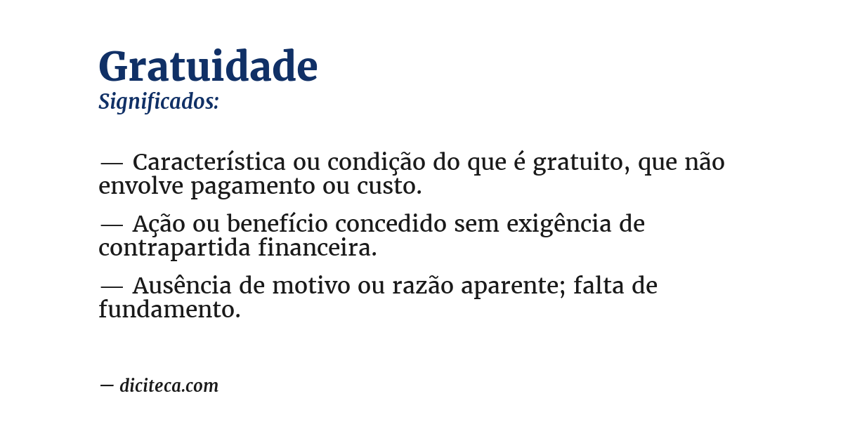 Significado de gratuidade