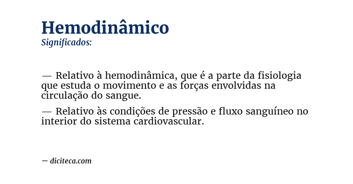 Significado de hemodinâmico