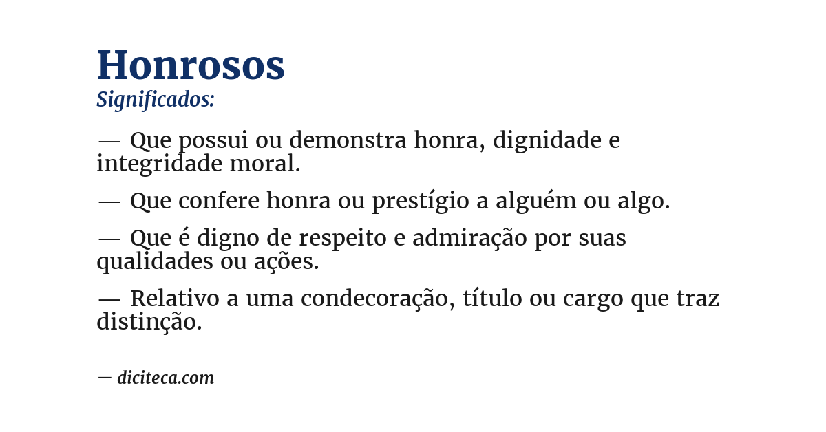 Significado de honrosos