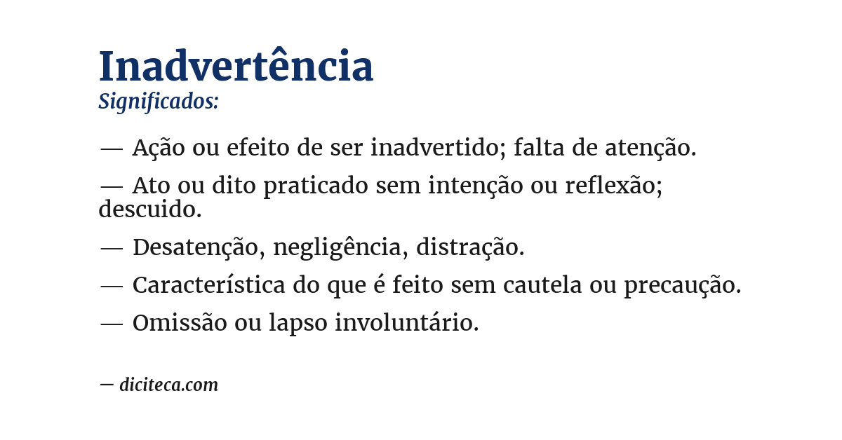 Significado de inadvertência