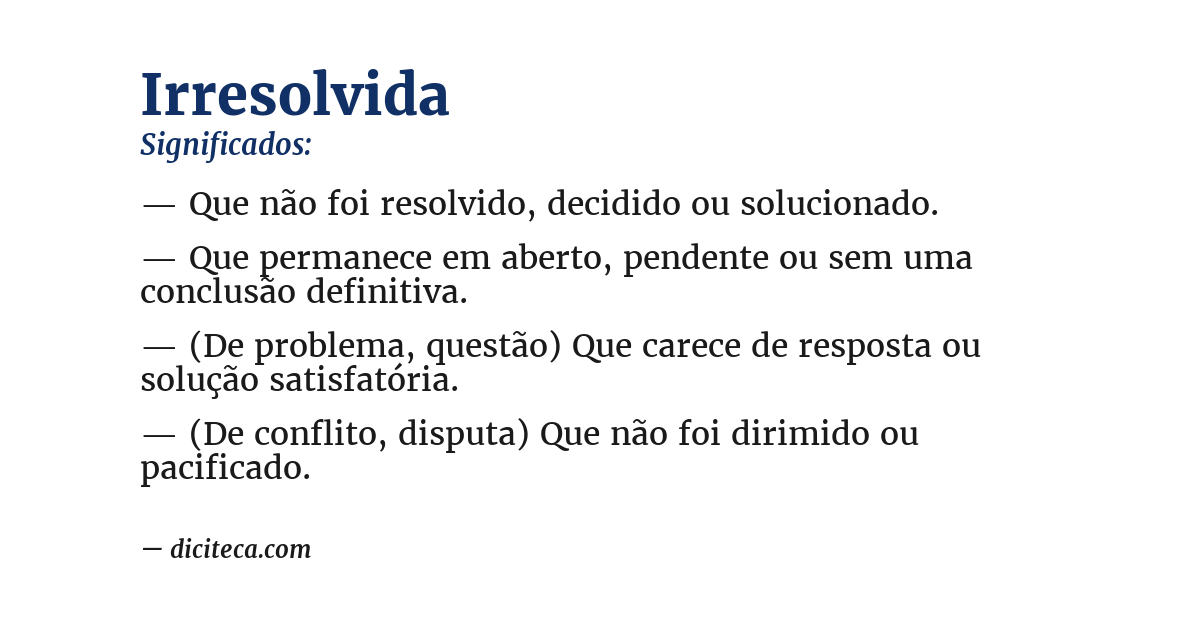 Significado de irresolvida