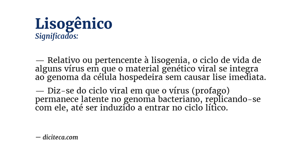 Significado de lisogênico