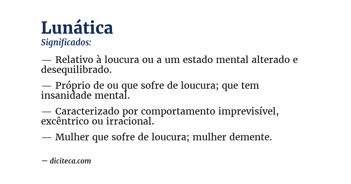 Significado de lunática
