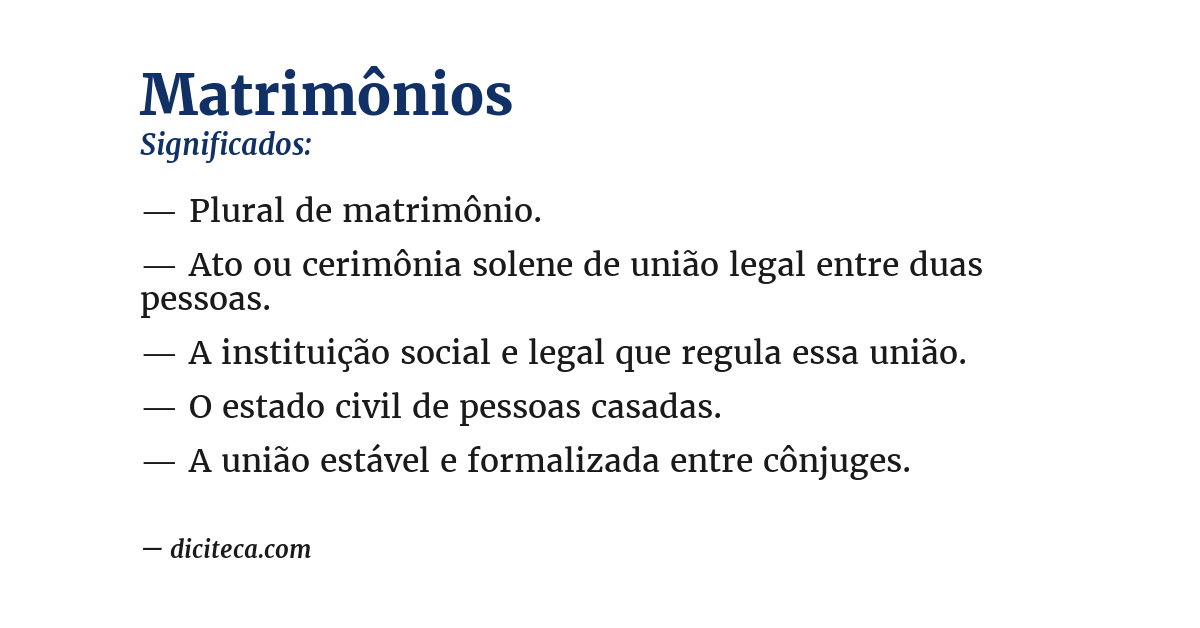 Significado de matrimônios
