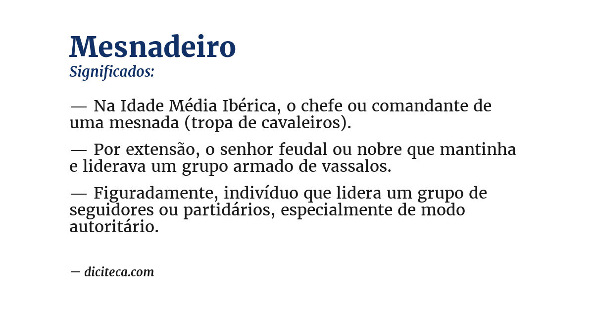 Significado de mesnadeiro