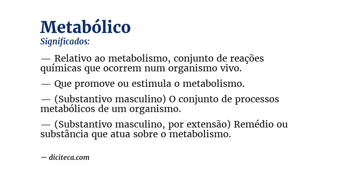 Significado de metabólico