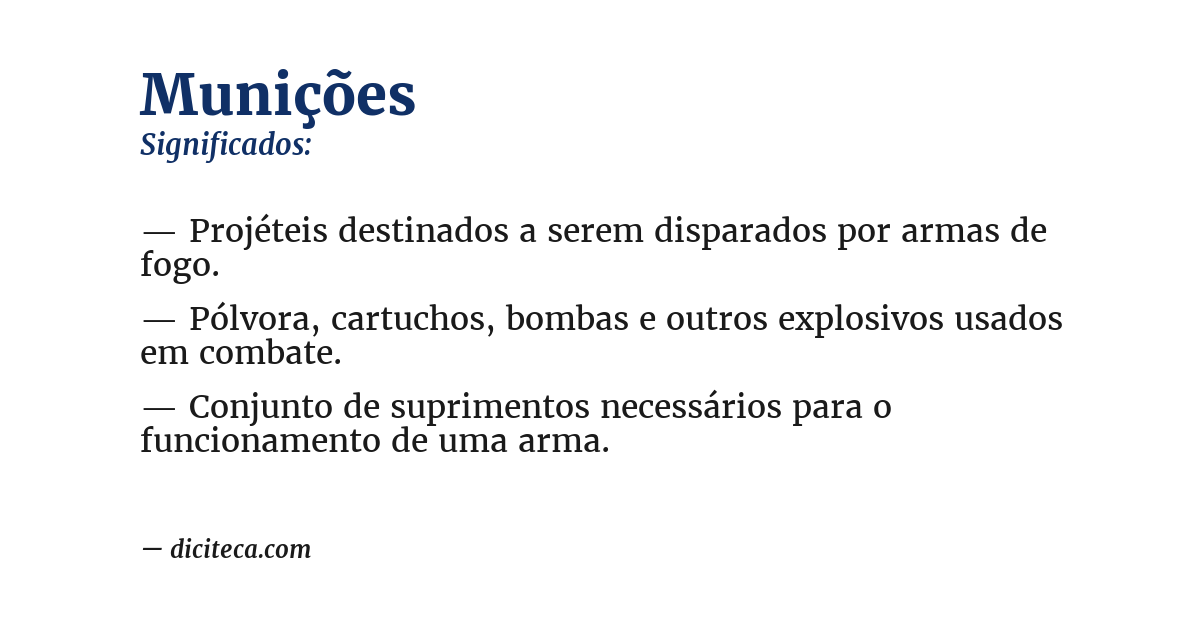 Significado de munições
