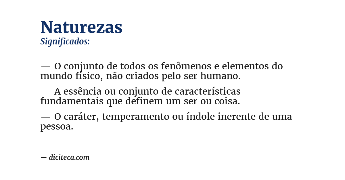 Significado de naturezas
