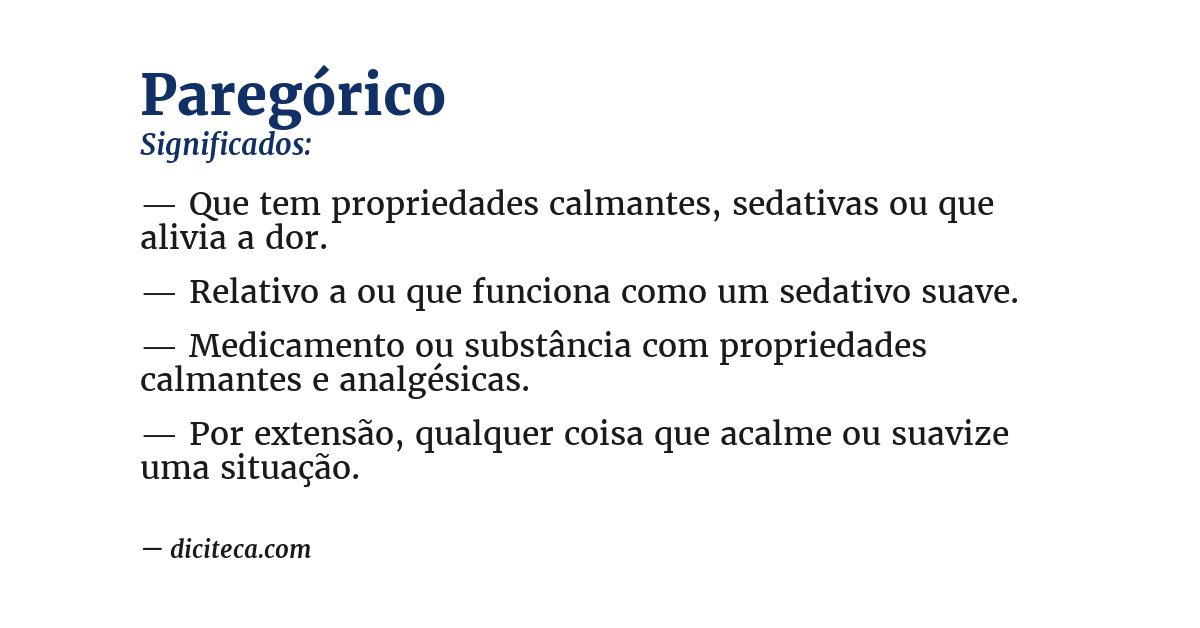 Significado de paregórico