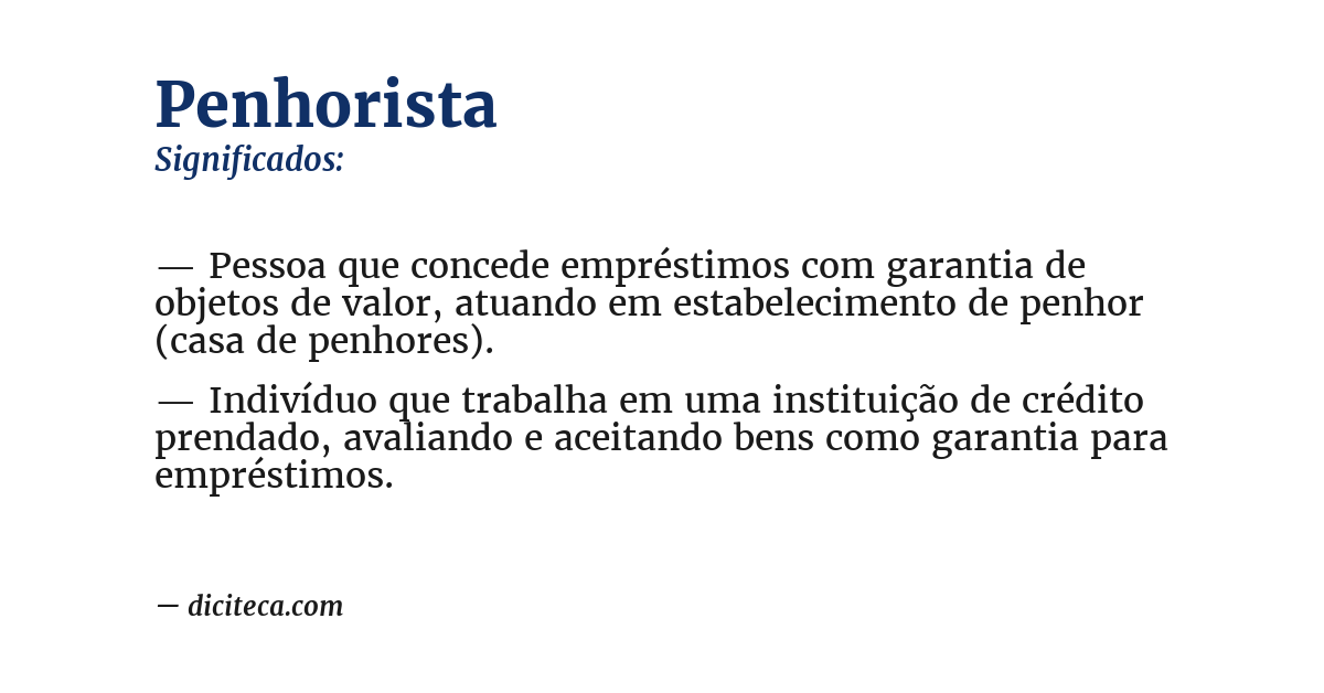 Significado de penhorista