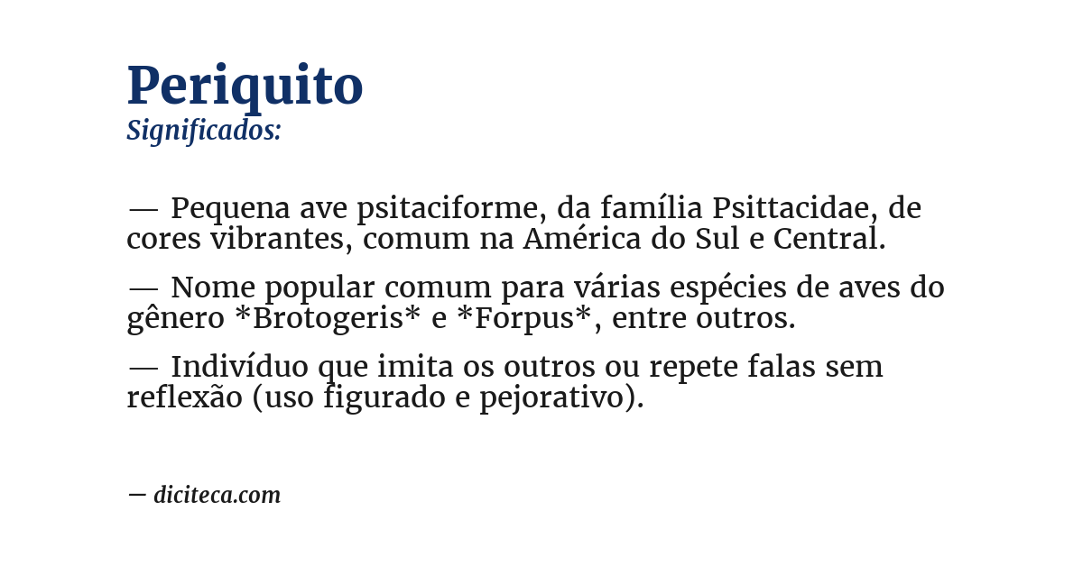 Significado de periquito