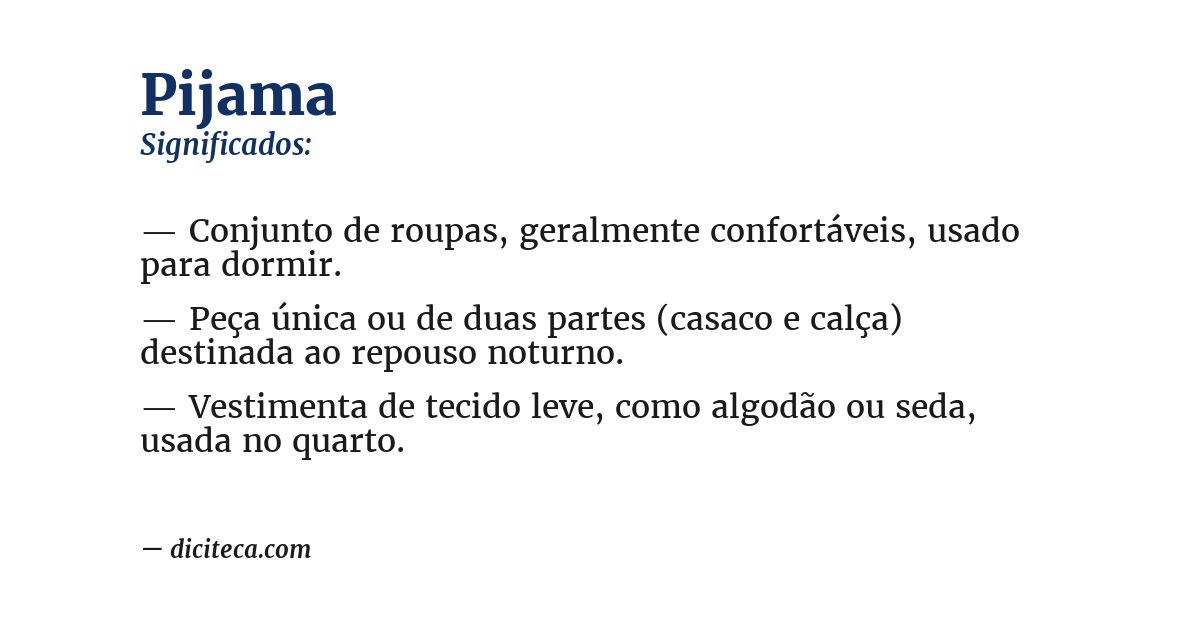 Significado de pijama