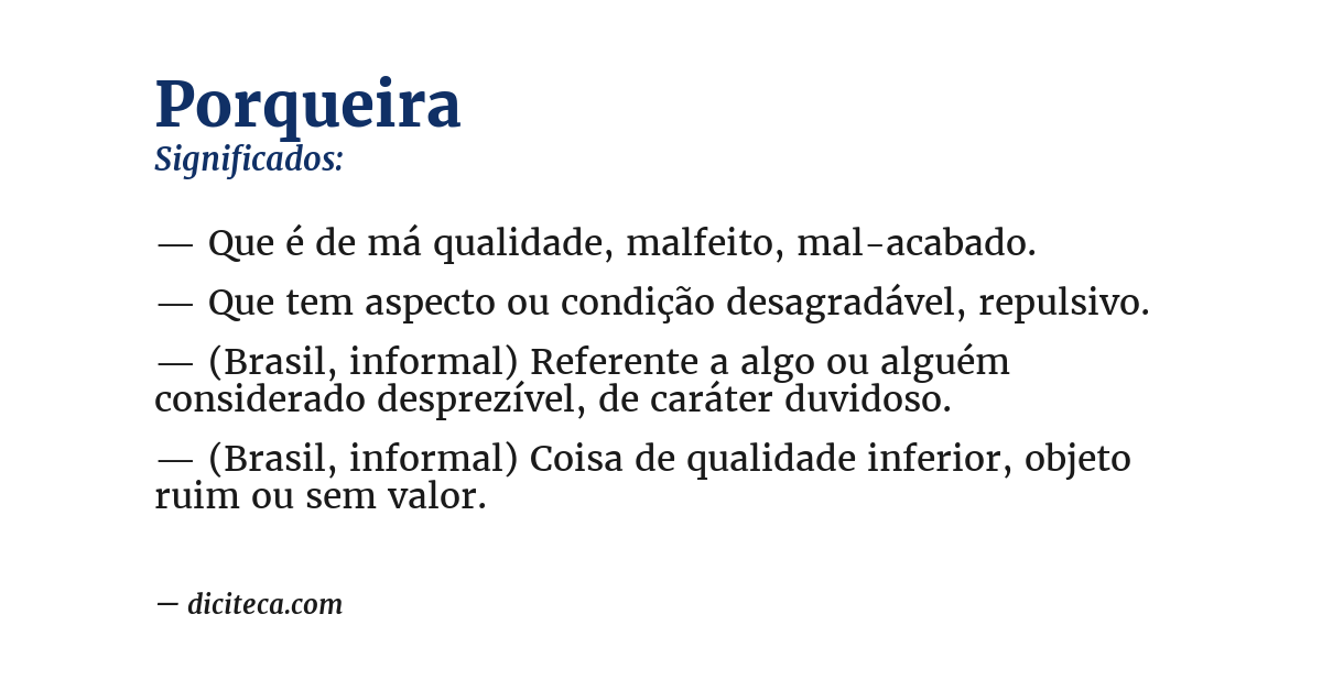 Significado de porqueira
