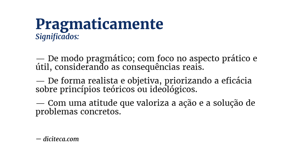 Significado de pragmaticamente