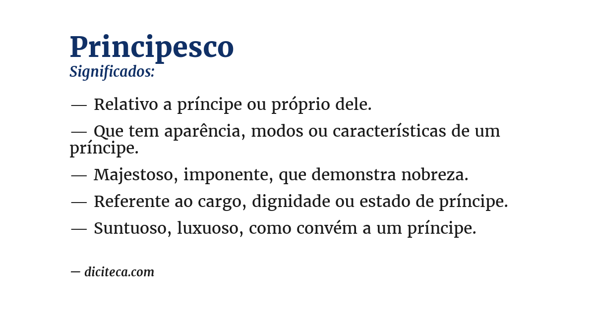 Significado de principesco