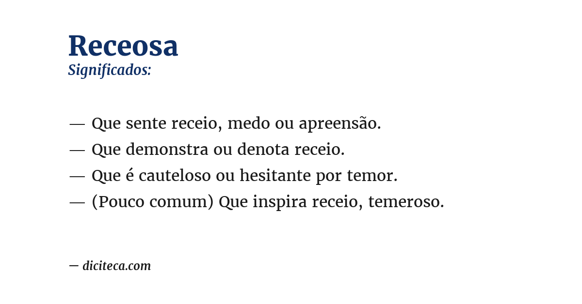 Significado de receosa