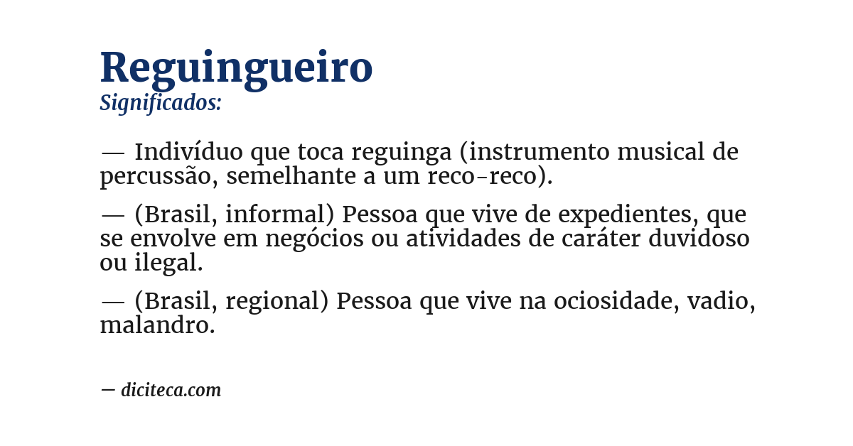 Significado de reguingueiro