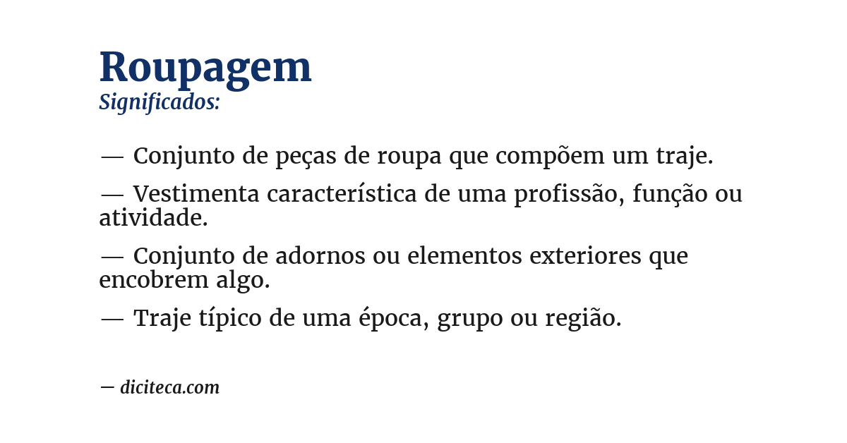 Significado de roupagem