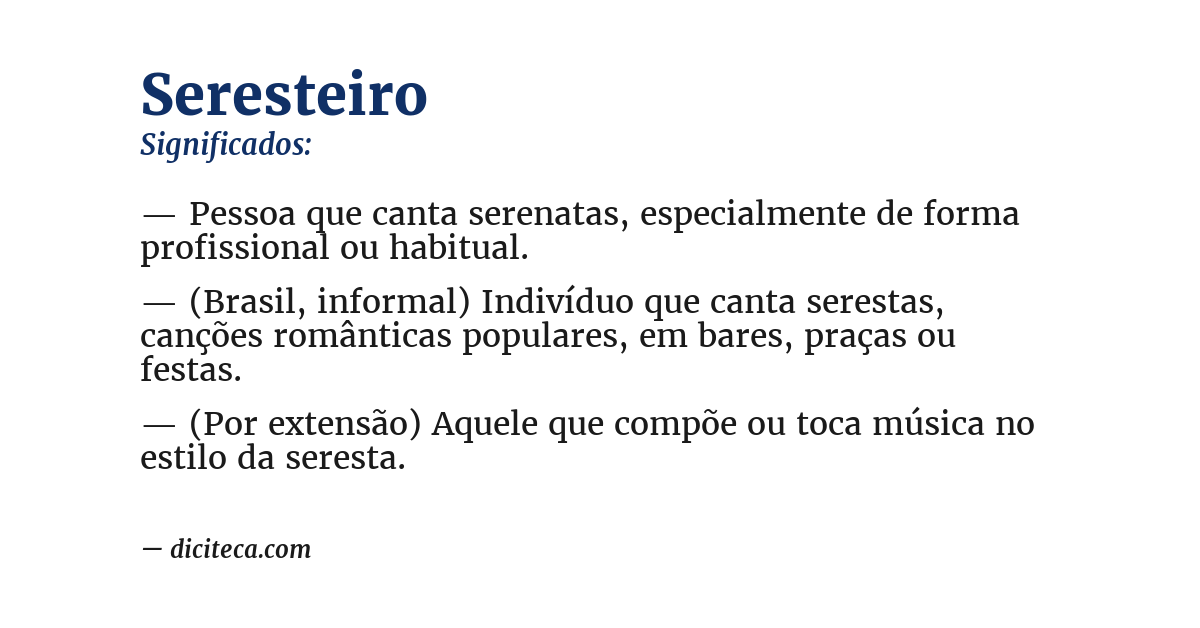 Significado de seresteiro