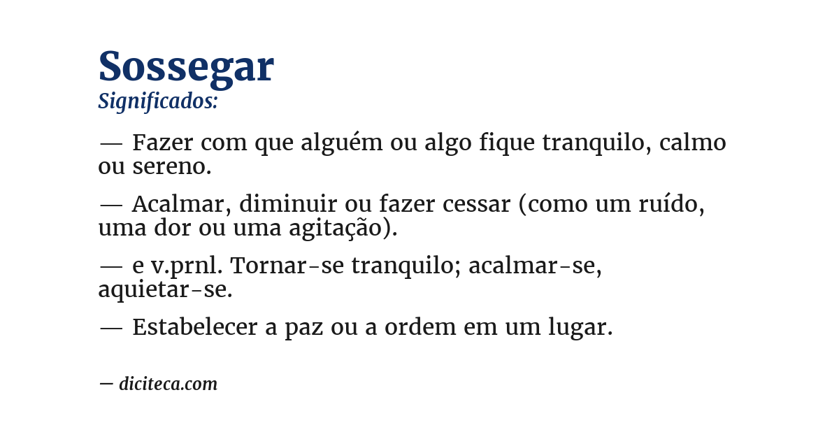 Significado de sossegar