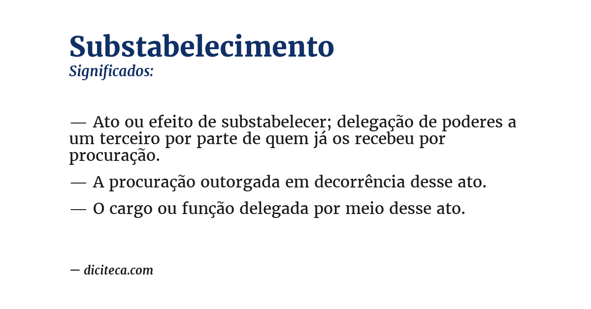 Significado de substabelecimento