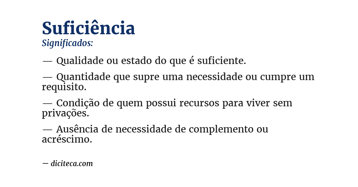 Significado de suficiência