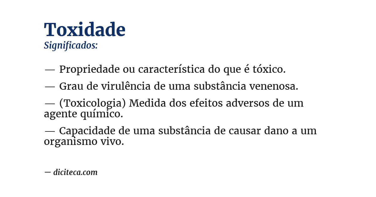 Significado de toxidade